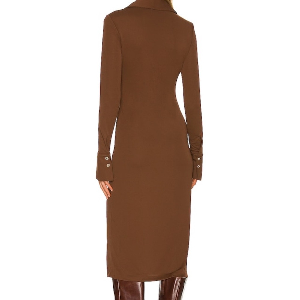 Song of Style button up brown long sleeve midi dress - Picture 7 of 9